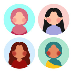 Set of Flat Illustration of Female Employee Avatar Icon