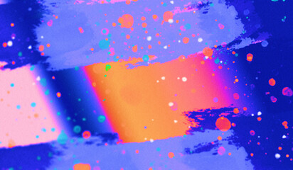 Colorful Splatter Gradient Background – Neon Abstract Brush Stroke Texture in Blue and Orange