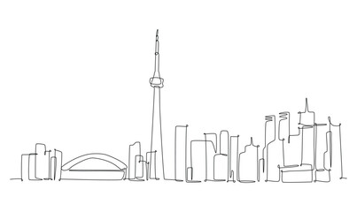 Toronto - Canada Skyline Continuous one line illustration