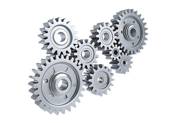 gears in motion representing teamwork and cooperat isolated on white background, png, ai generated