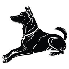 Dog lying with paws crossed silhouette