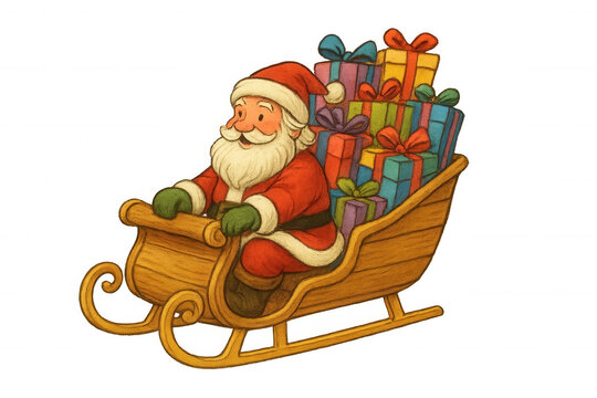 santa claus in sleigh with gifts clip art preview