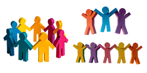 set collection of colored paper figures represent isolated on white background, png, ai generated