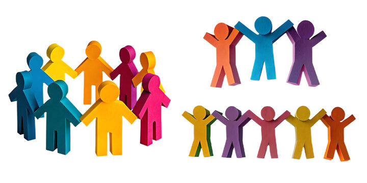 set collection of colored paper figures represent isolated on white background, png, ai generated