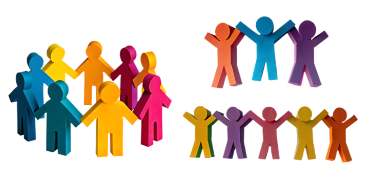 set collection of colored paper figures represent isolated on white background, png, ai generated