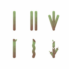 A versatile collection of stylized green bamboo stalk and leaf icon set, perfect for nature-themed graphic design