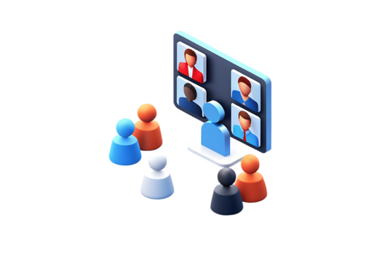 3d online meeting icon isolated on white background, png, ai generated