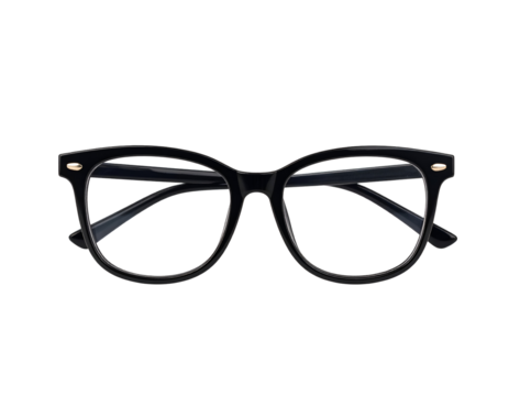 Stylish black eyeglasses with a sleek design, perfect for enhancing vision and fashion statements.