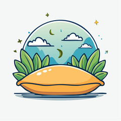 Naklejka premium Orange Pillow on Green Leaves Under Night Sky