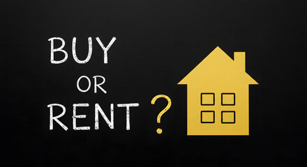 Buy or rent house concept on chalkboard