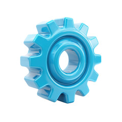 Obraz premium A 3D rendered light blue gear, isolated on a transparent background, representing machinery, technology, and processes. background removed