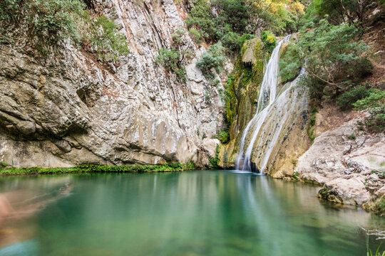 Polylimnio waterfall on Peloponnese peninsula, Greece