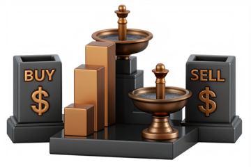 gold investment stock market isolated on white background, png, ai generated