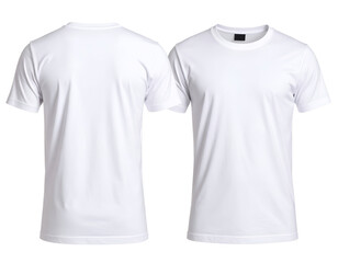 A plain white t-shirt displayed from the front and back, perfect for casual wear or as a base layer for customization.