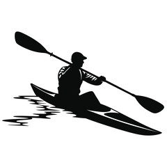 Kayaker waiting in calm water silhouette