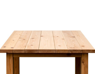 A beautifully crafted wooden table showcasing natural grain patterns and a smooth perfect for dining.