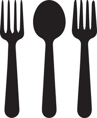 Fork and Spoon Set Silhouette Vector Design 