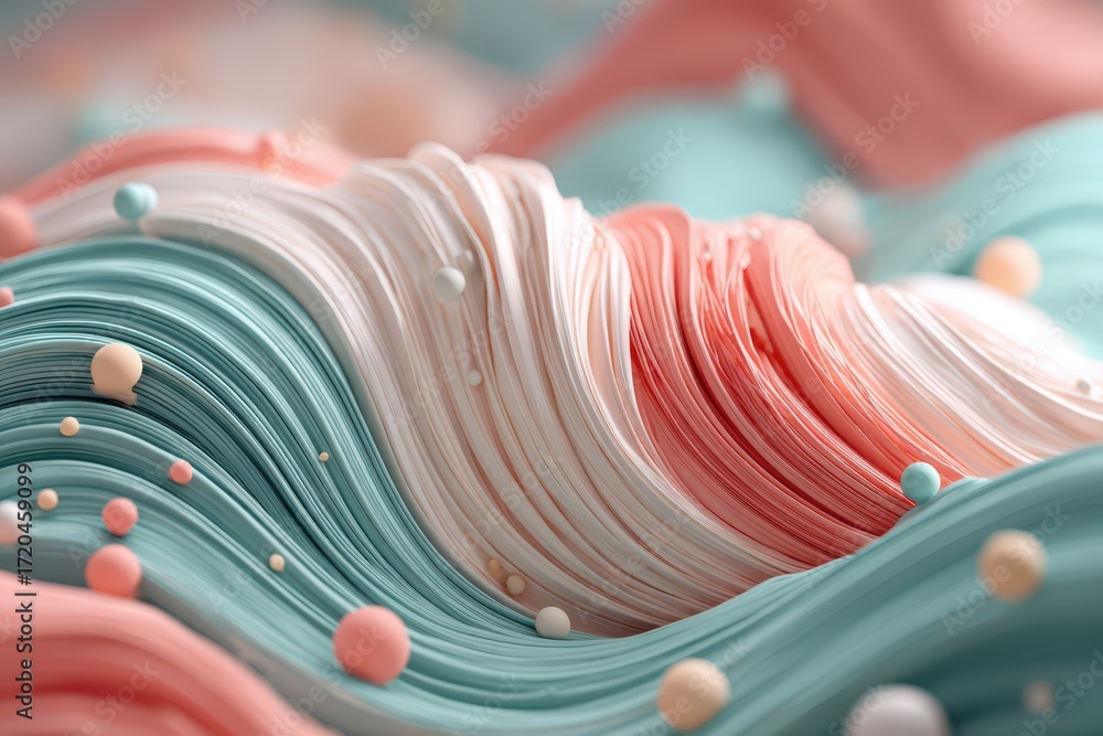 Poster abstract background with wavy lines in pastel colors, creating a dynamic and modern aesthetic, featu