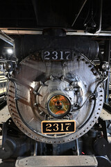 Close-up of Industrial Locomotive Railroad Train Front