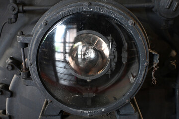 Vintage Locomotive Railroad Train Headlight Close-up Background Wallpaper