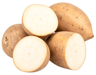 Freshly harvested root vegetables with smooth skin and white flesh, ideal for healthy cooking and recipes.