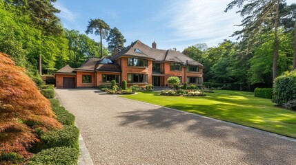 Luxury Mansion nestled in a lush green forest