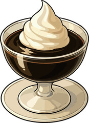 ホイップの乗ったコーヒーゼリーのイラスト