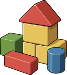 カラフルな積み木のイラスト