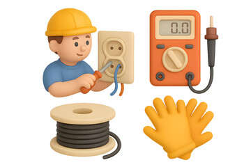 An electrician working with his tools, highlighting electrical safety.