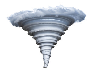 A swirling tornado formation with layered clouds creating a dramatic and powerful weather phenomenon.