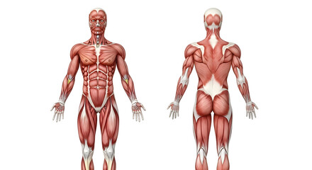 Anatomy Illustration Muscular System Human Body Front and Back View
