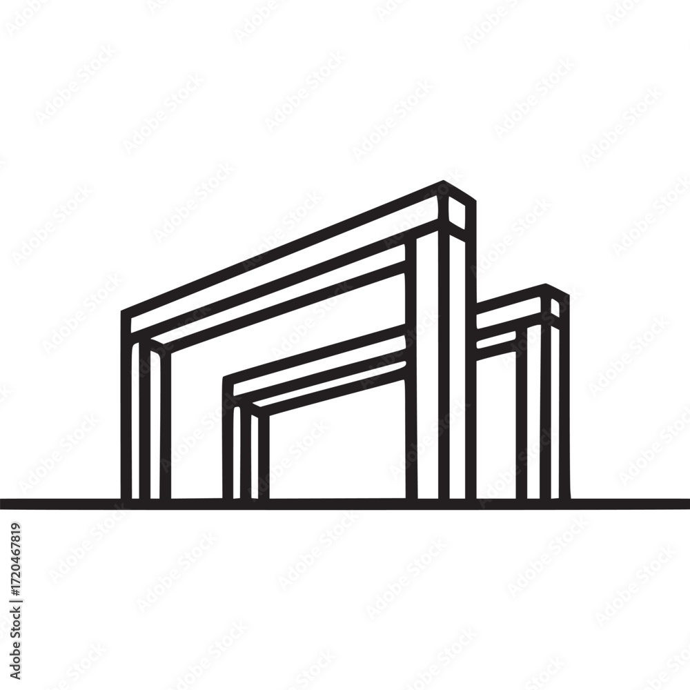 Poster vector art of building icon minimalist construction icon simple outline building icon for user inter