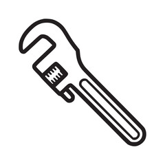 Illustration of an adjustable wrench this simple, minimalist design features bold black lines against a clean white backdrop, perfect for conveying concepts of repair, construction, and tools