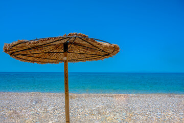 beach umbrella and blue sky