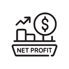 Vector art of net profit icon this minimalist illustration depicts a clear and concise symbol representing financial gain, ideal for business, finance, and economic themes the clean lines and simple d