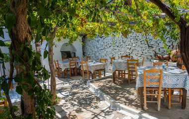 outdoor cafe tables and chairs in a restaurant