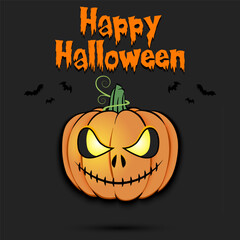 Happy Halloween. Sinister smiling pumpkin