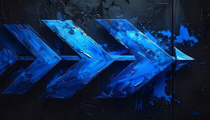 Dynamic blue directional design on a dark background