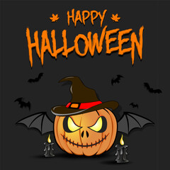 Happy Halloween. Sinister smiling pumpkin