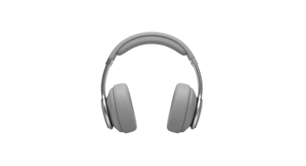 Wireless Gray Headphones on Transparent Background Modern Audio Equipment