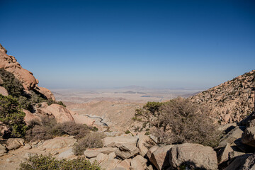 La rumorosa desert in Mexico, red rocks and blue sky
