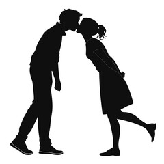 Couple kissing silhouette