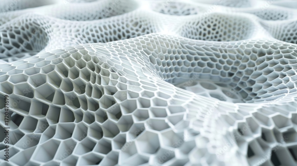 Poster a mesmerizing array of hexagonal patterns in varying sizes creating a sense of movement and depth.