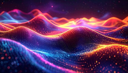 Abstract Colorful Digital Waves.