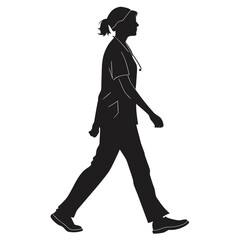 Nurse walking silhouette