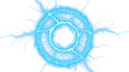 Electric Energy Explosion Bursting Outwards Concentric Circles Sparks Isolated on a transparent background