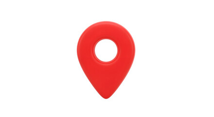 Red Location Pin Icon on Transparent Background for Map or Navigation