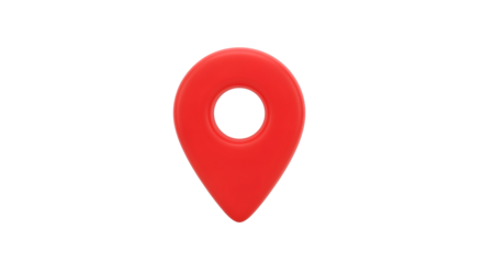Red Location Pin Icon on Transparent Background for Map or Navigation