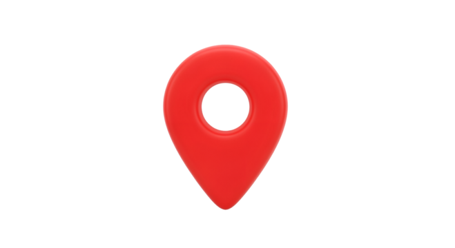 Red Location Pin Icon on Transparent Background for Map or Navigation