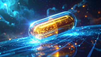 Futuristic capsule containing bright information network